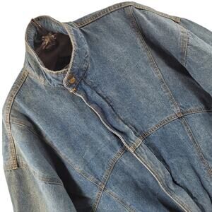 Expressions Vintage Denim Bomber Jacket 90s Blue Casual Cool